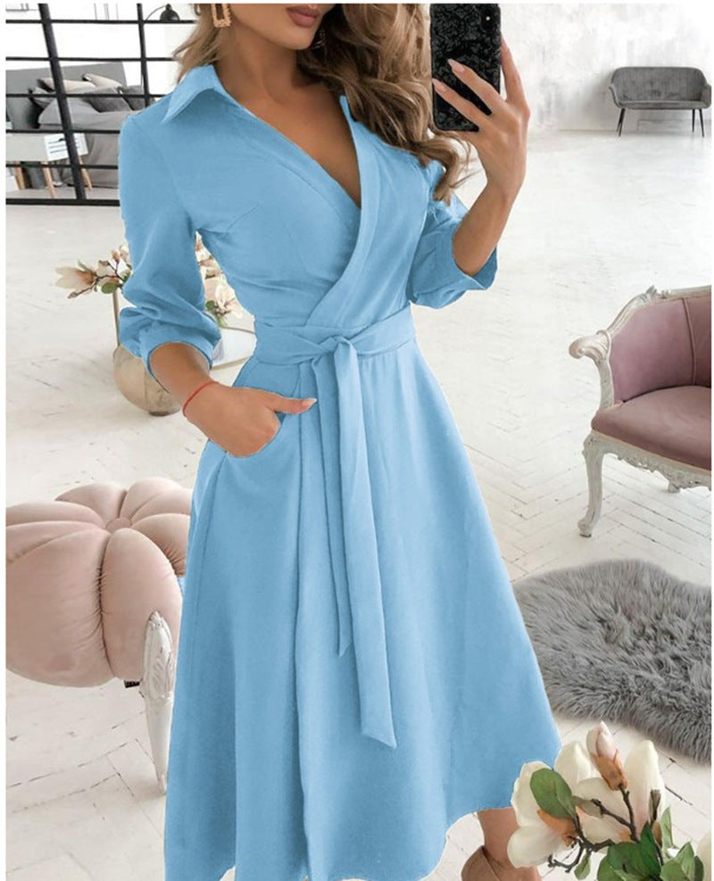 Sexy Fashion Long-sleeved Deep V-neck Print Bag Hip Irregular Party Dress Women