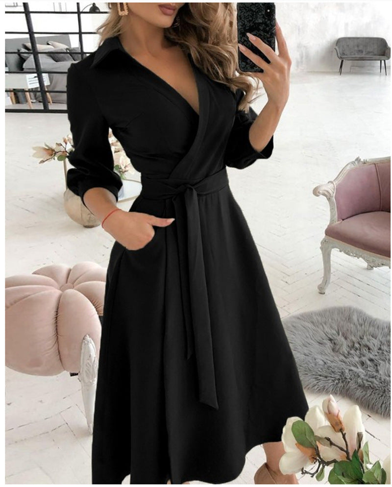 Sexy Fashion Long-sleeved Deep V-neck Print Bag Hip Irregular Party Dress Women