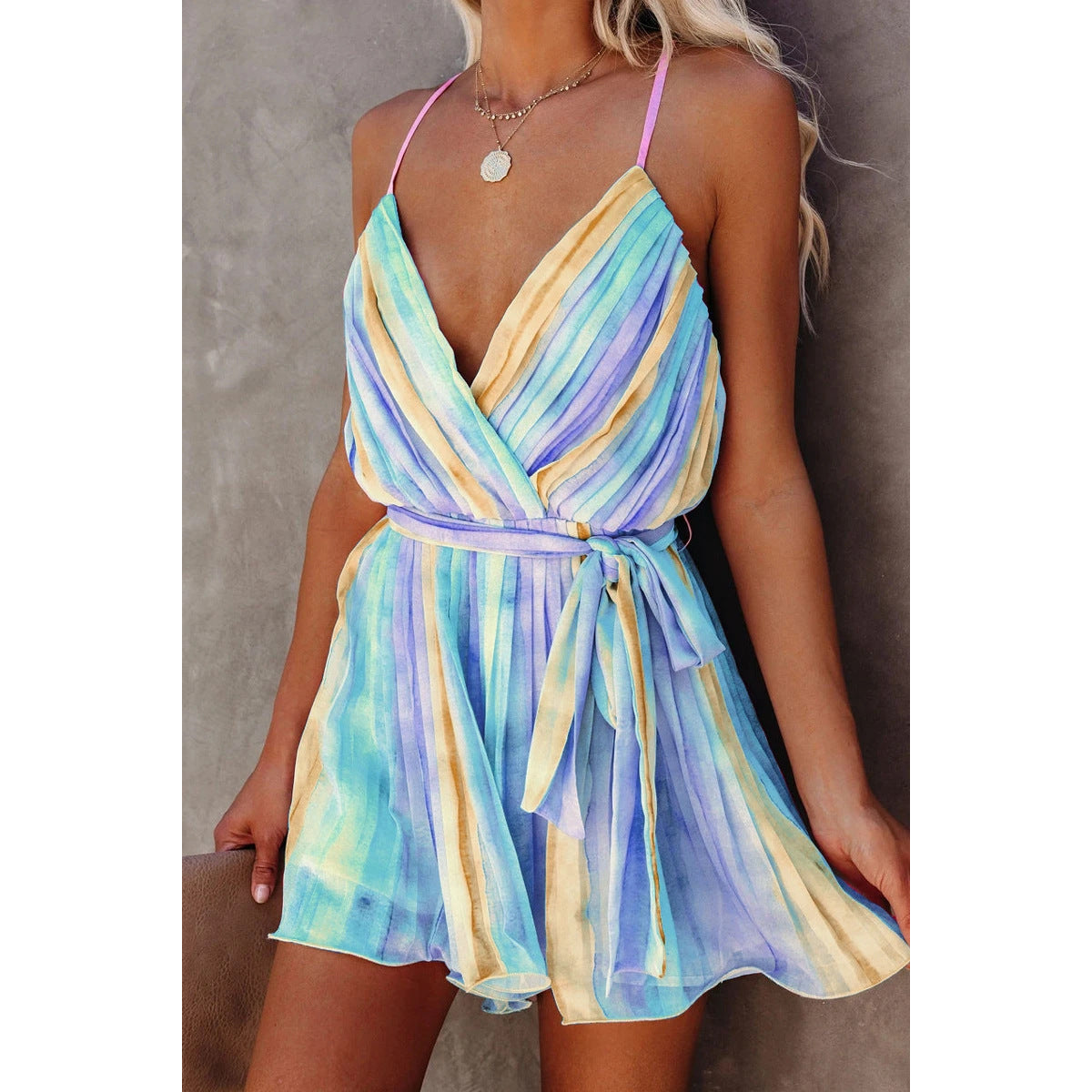 Tie-dye sexy suspender skirt