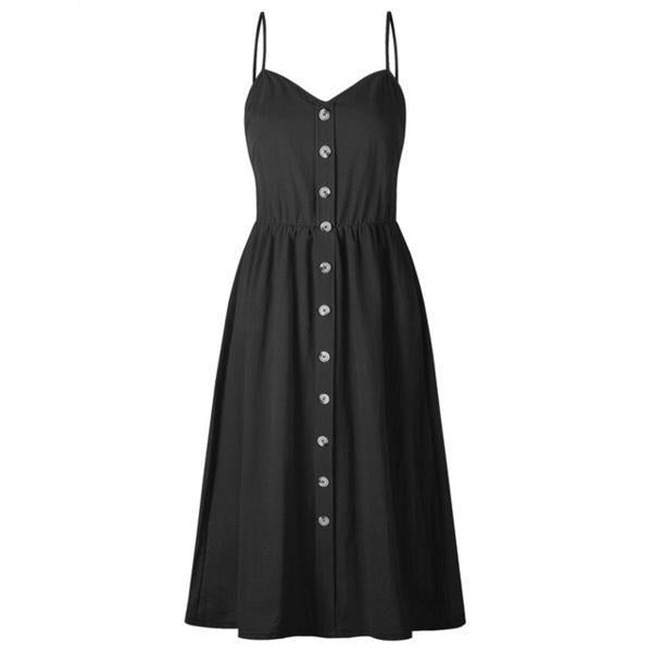 Sexy Suspender Button Pocket Halter Dress