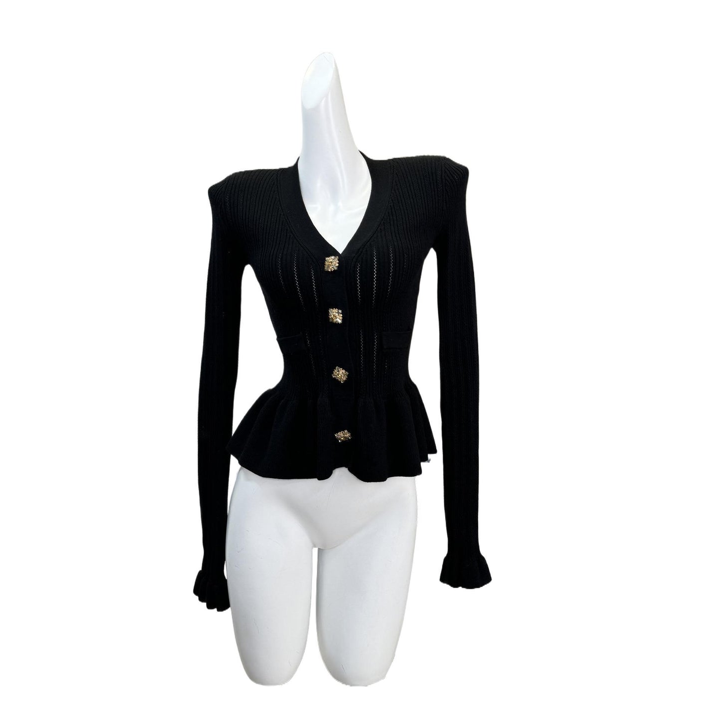 Women's Knitted Cardigan Jacket Thin Black