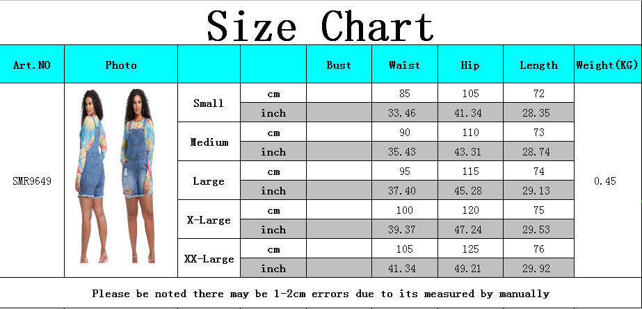European And American Fashion Denim Women's Wear Slim-fit Suspenders Jumpsuit
