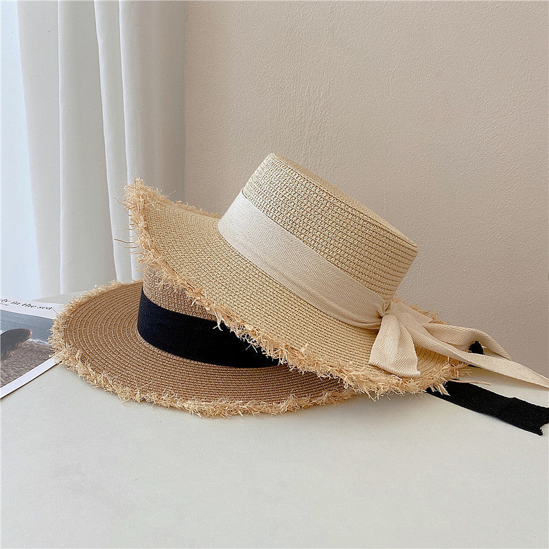 Japanese All-match Frayed Bow Straw Hat