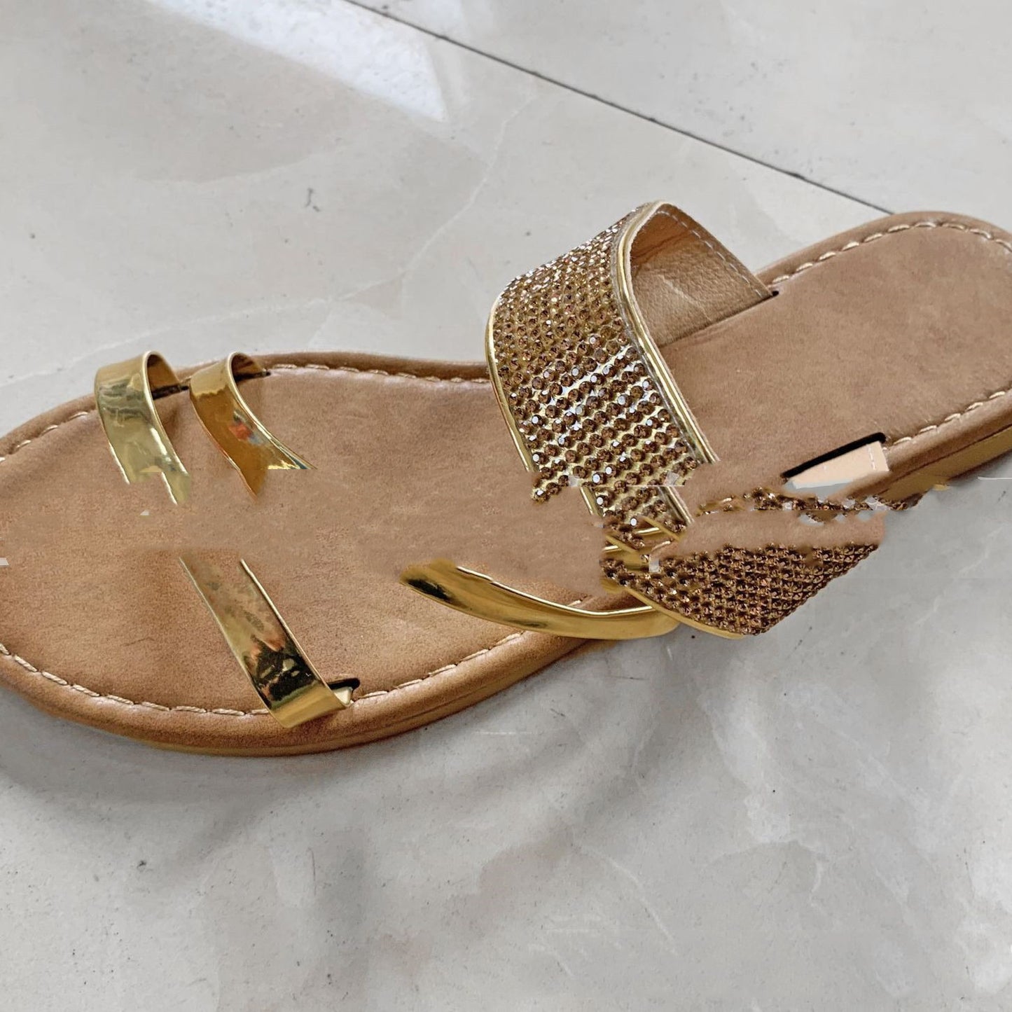 Fashion Light Diamond Flat Slippers