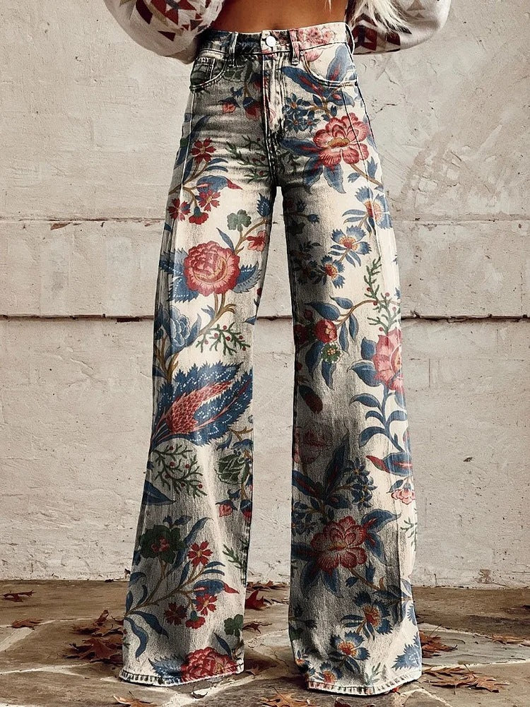 Women's Casual Pants Thin Imitation Jeans Wide Leg