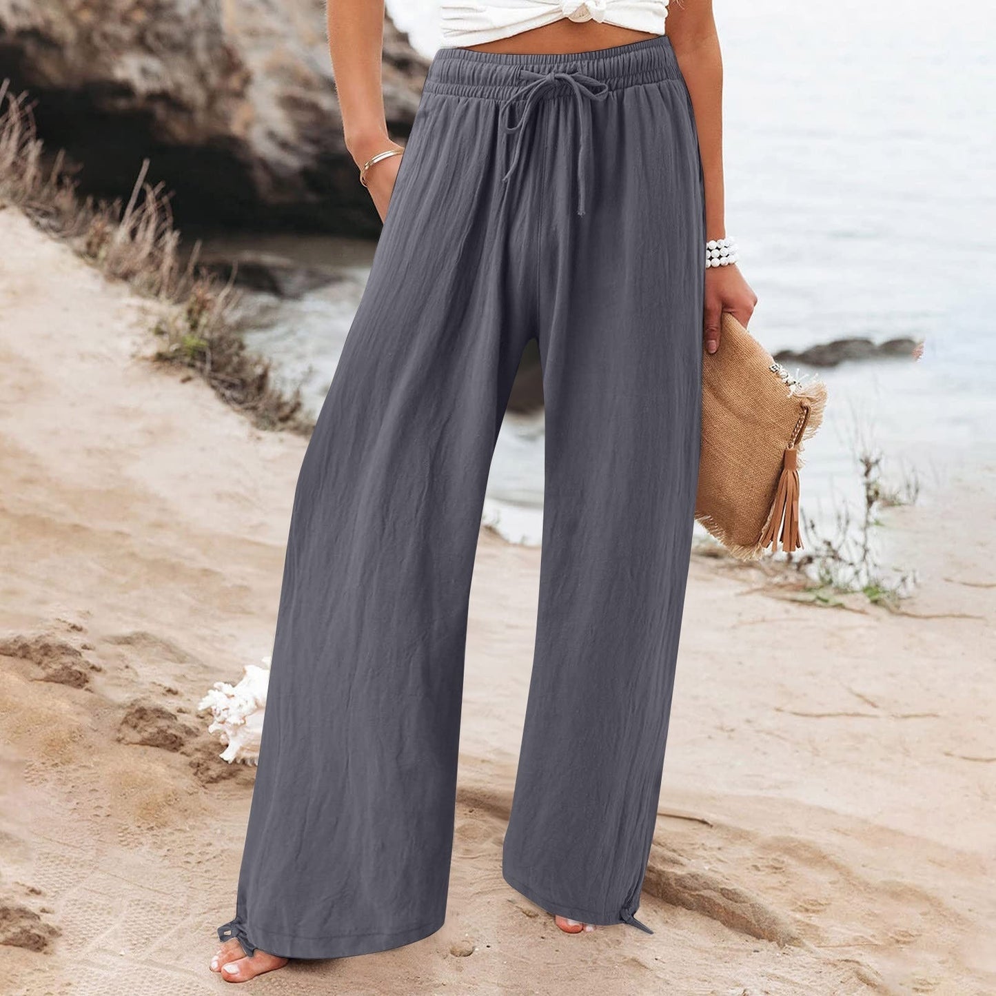 Women's Cotton And Linen Wide-leg Beach Pants Casual Pants