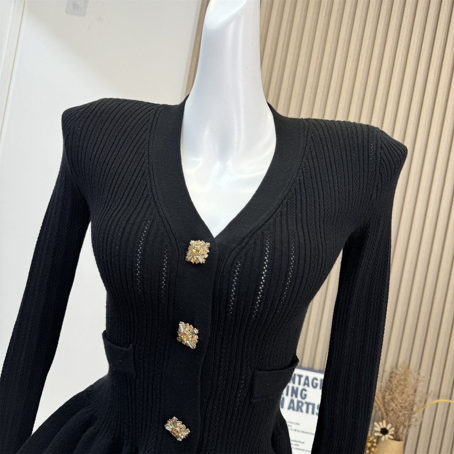 Women's Knitted Cardigan Jacket Thin Black