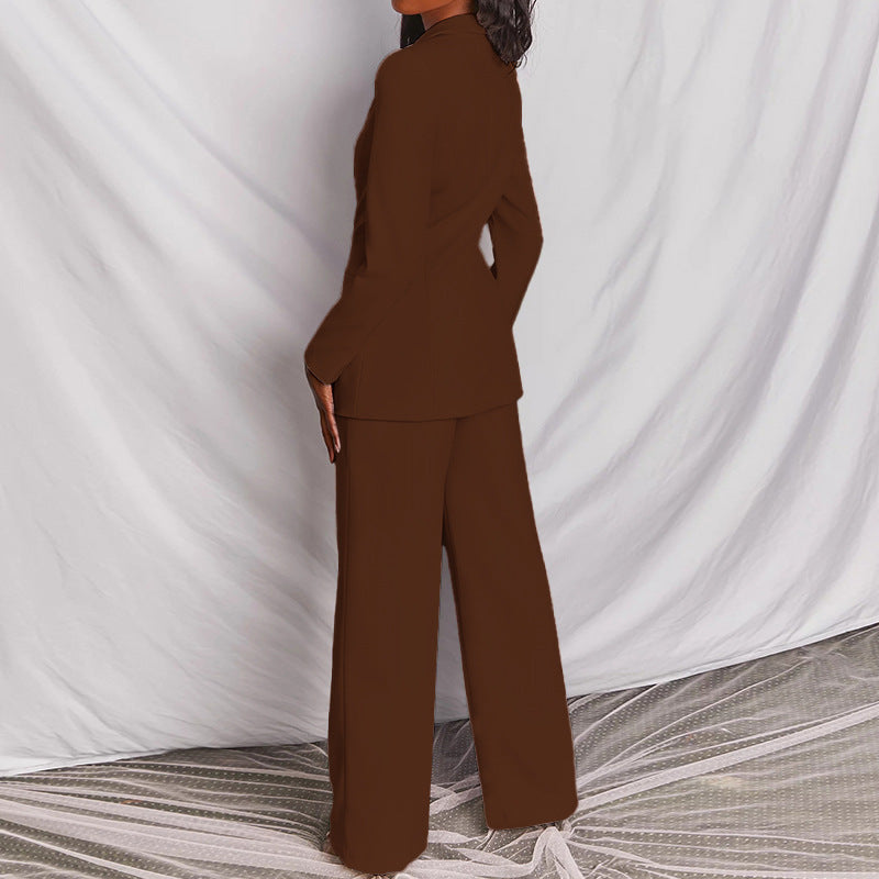 2 Piece Set Spring Elegant Solid Long Sleeve Blazer Suit And Pants For Women Autumn Classic OL Street Outfit