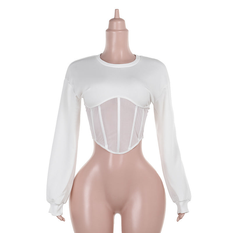 Women's Autumn Round Neck Loose Long Sleeves Waist-tight Sweater