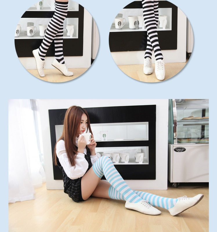 Stockings ladies over knee socks Japanese thigh socks striped high socks socks