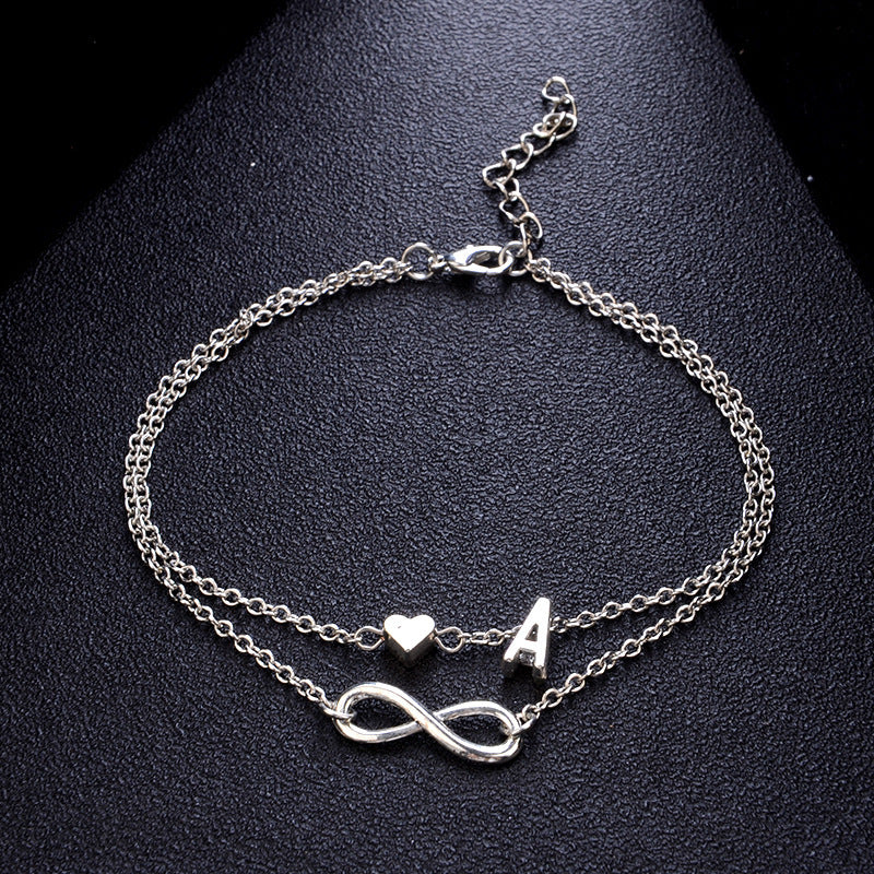 Love 26 letters alloy anklet