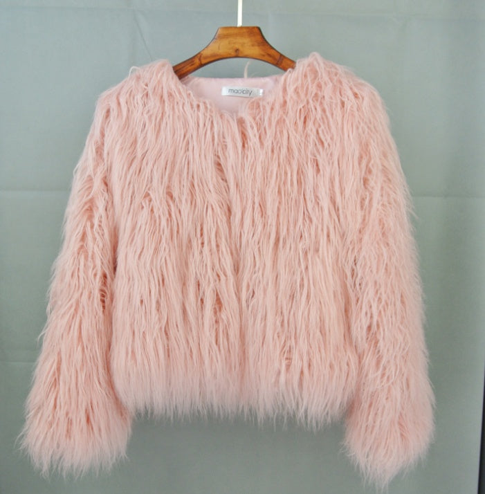 Colorful Boho Furry Faux Fur Coat Plus Size Women Fur Coats Autumn Winter Faux Fur Shaggy Jacket Fourrure Bontjas