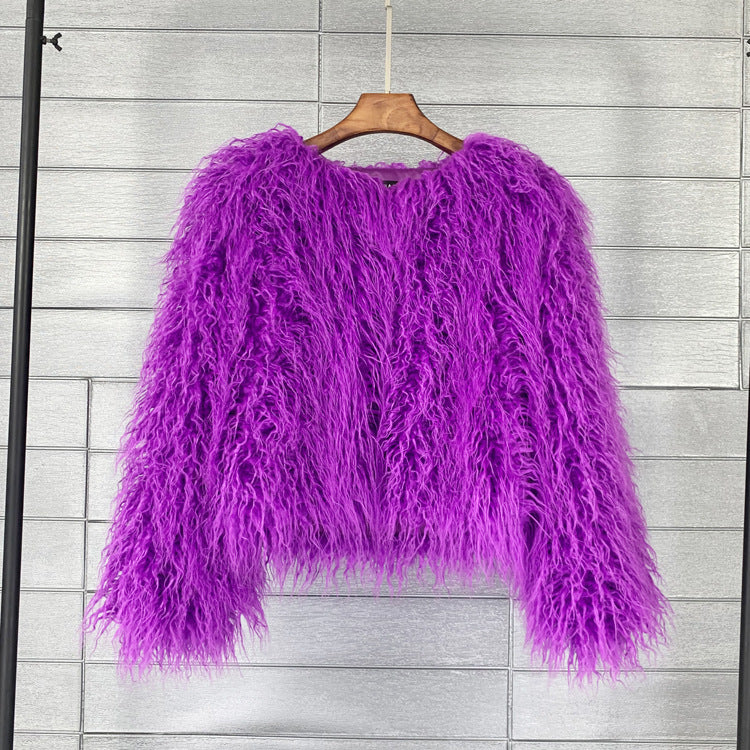 Colorful Boho Furry Faux Fur Coat Plus Size Women Fur Coats Autumn Winter Faux Fur Shaggy Jacket Fourrure Bontjas