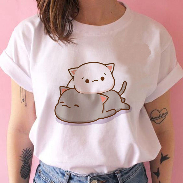 Fashion Women Harajuku Kawaii Women Ullzang Casual Punk Tshirt Funny Cartoon Cute Anime Top Tee Female