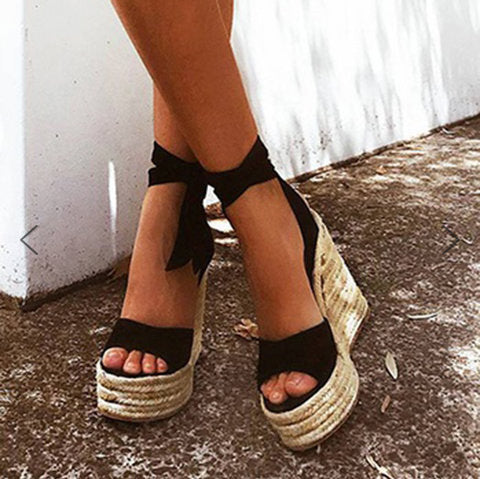 New Summer Fashion Heel Sandals With Wedge Platform Straps