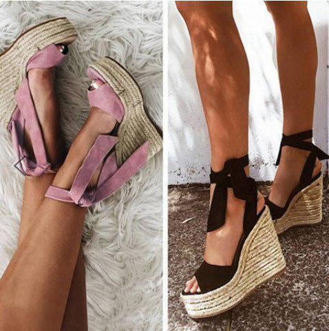 New Summer Fashion Heel Sandals With Wedge Platform Straps