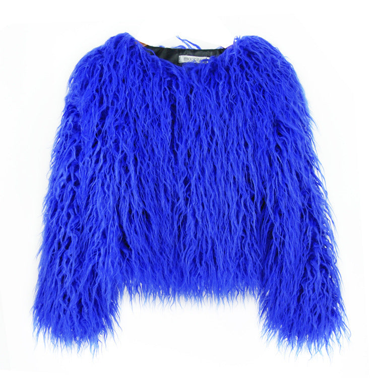 Colorful Boho Furry Faux Fur Coat Plus Size Women Fur Coats Autumn Winter Faux Fur Shaggy Jacket Fourrure Bontjas