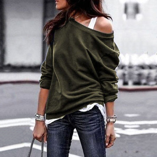 Fashion round neck long sleeve blouse