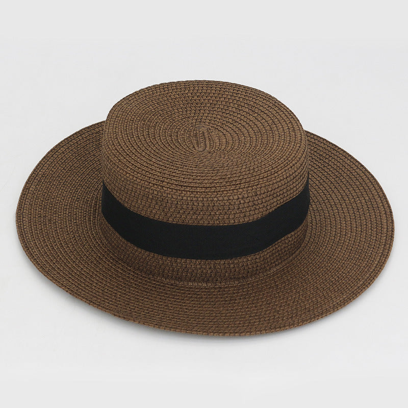 21 Color Square Buckle Dome Panama Lafite Flat Straw Hat