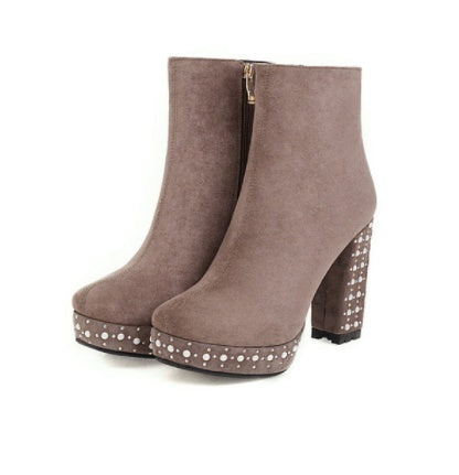 Super High-heeled Slim Simple Suede Single Boots