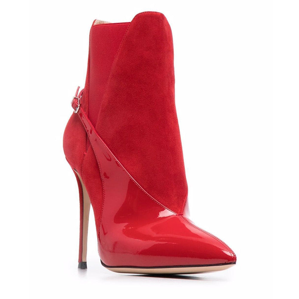 Women's Red Pointed Toe Stiletto Heel Ankle Boots