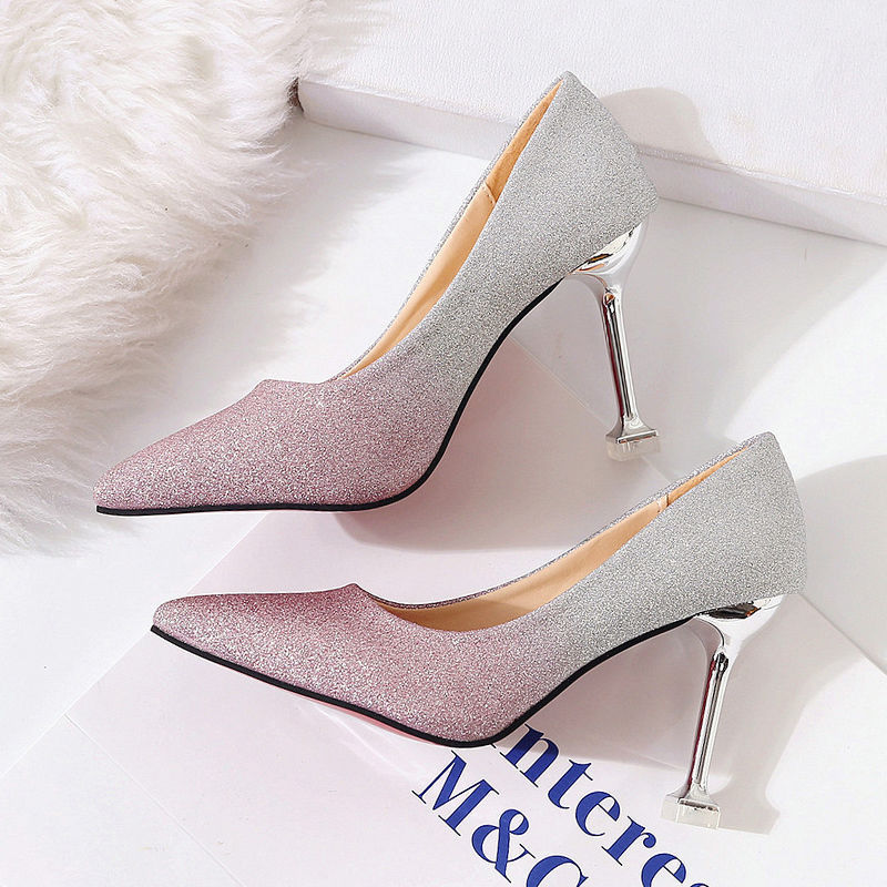 Gradient Sexy Pointed French Stiletto High Heels