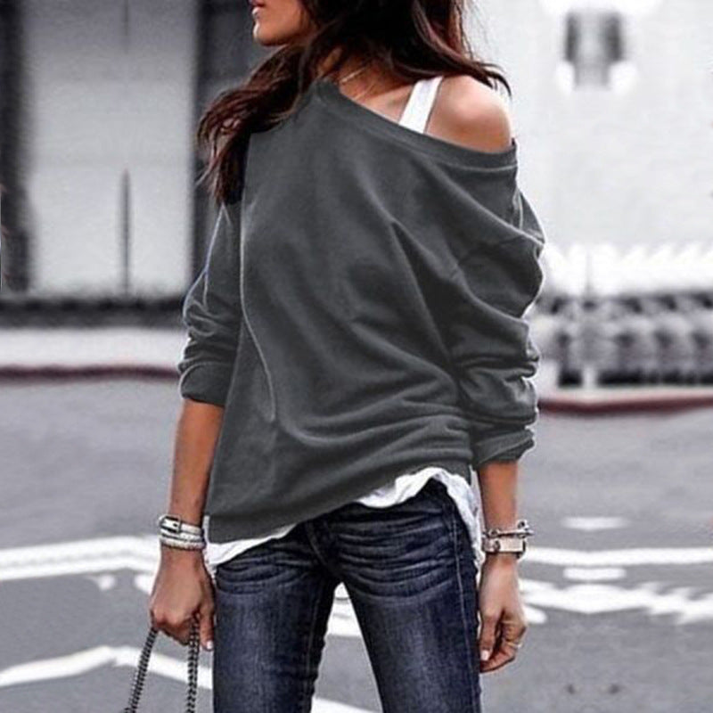 Fashion round neck long sleeve blouse