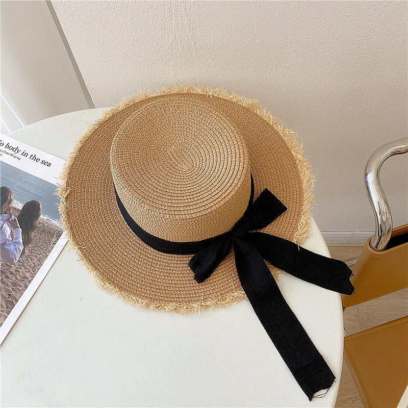 Japanese All-match Frayed Bow Straw Hat