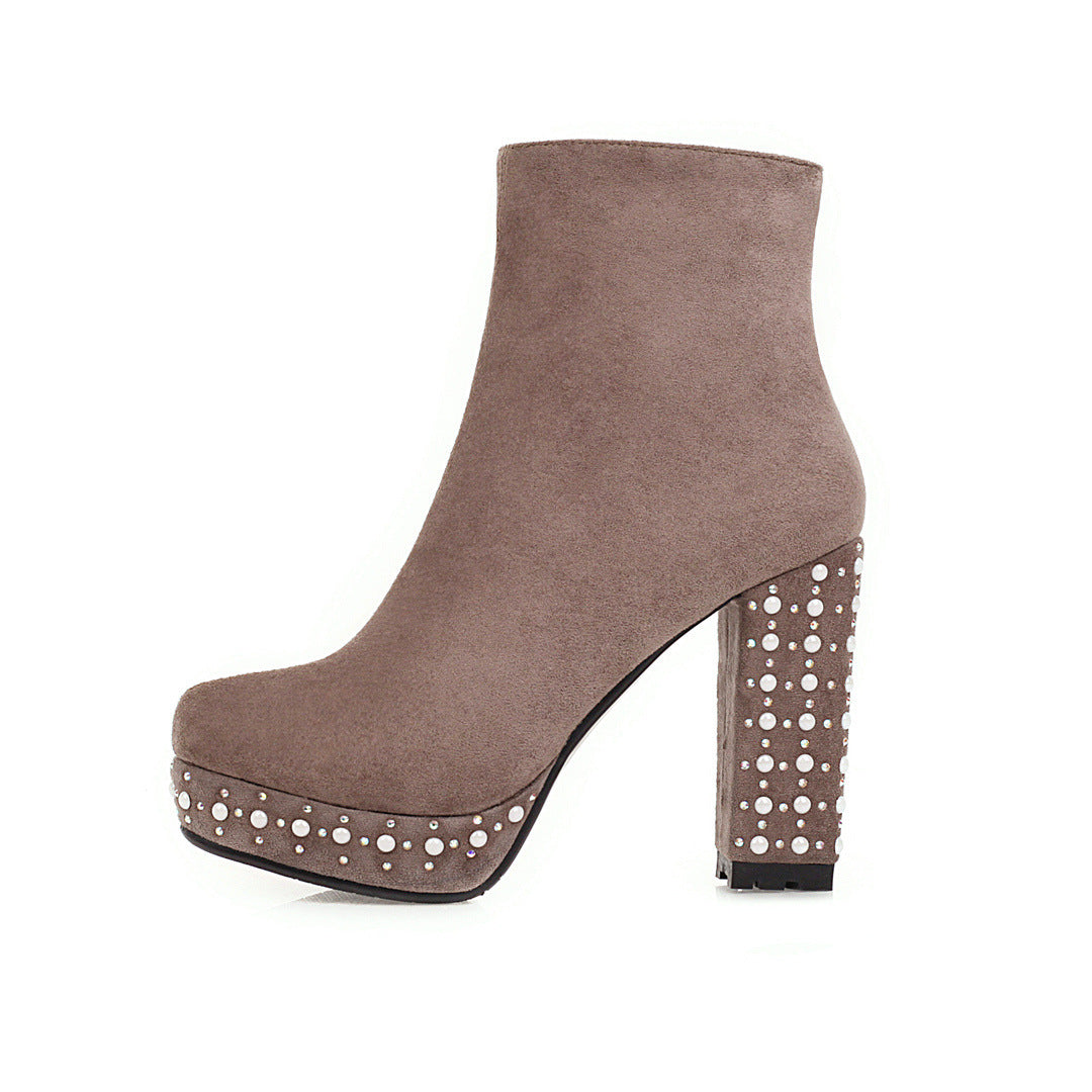 Super High-heeled Slim Simple Suede Single Boots