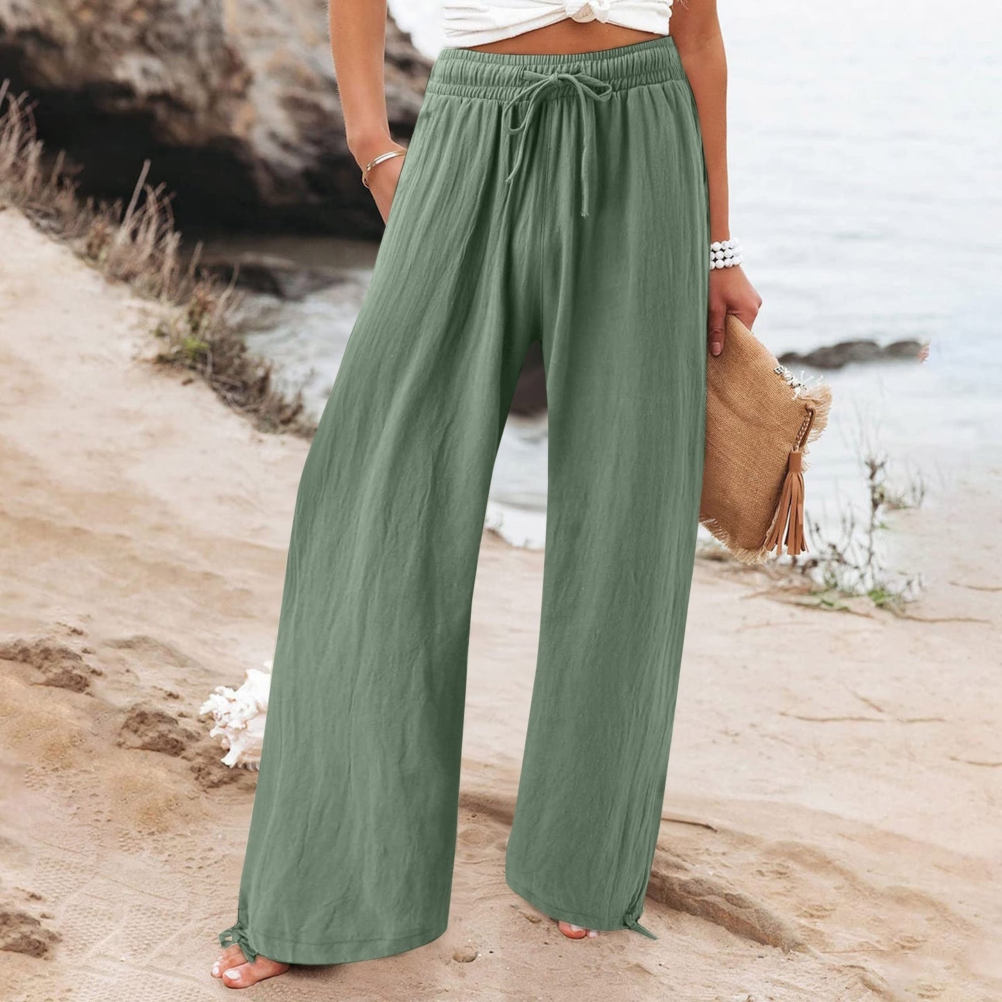 Women's Cotton And Linen Wide-leg Beach Pants Casual Pants