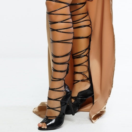 Roman style new cross straps over the knee boots high heel sandals