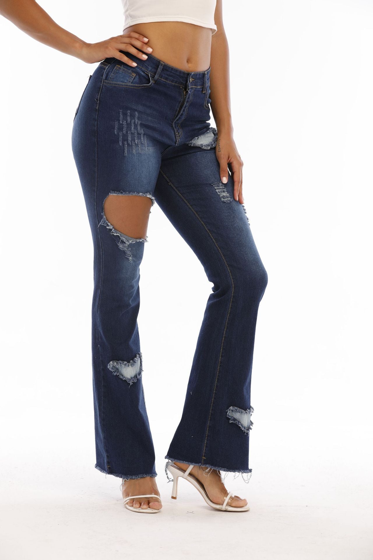 Women's New Ripped Denim Flared Pants