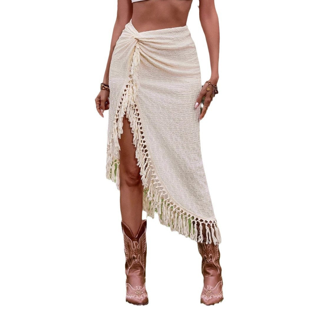 Tassel Beach Hollow Irregular Skirt Sexy