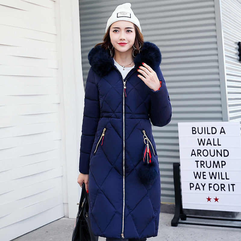 Long hooded padded down coat coat women