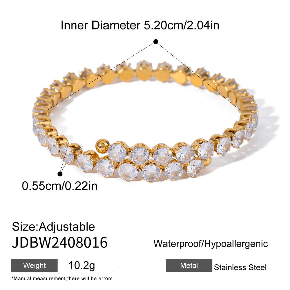 Stainless Steel White Zircon Full Zirconium Bracelet