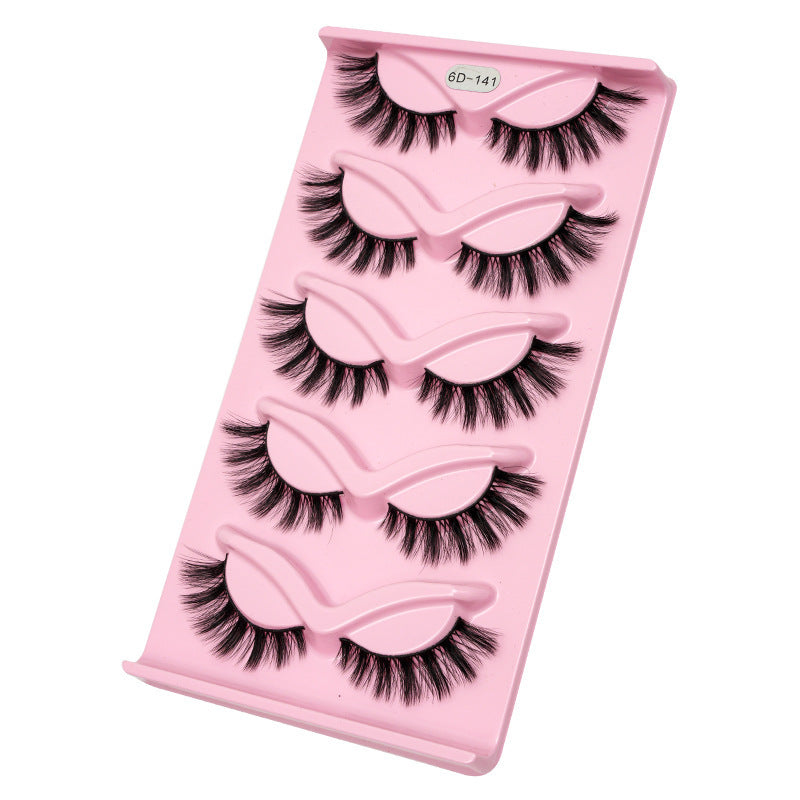 Women's One-piece Five-pair Cat Eye Oblique Flying Stage Makeup Thick Cat Eye Eyelash