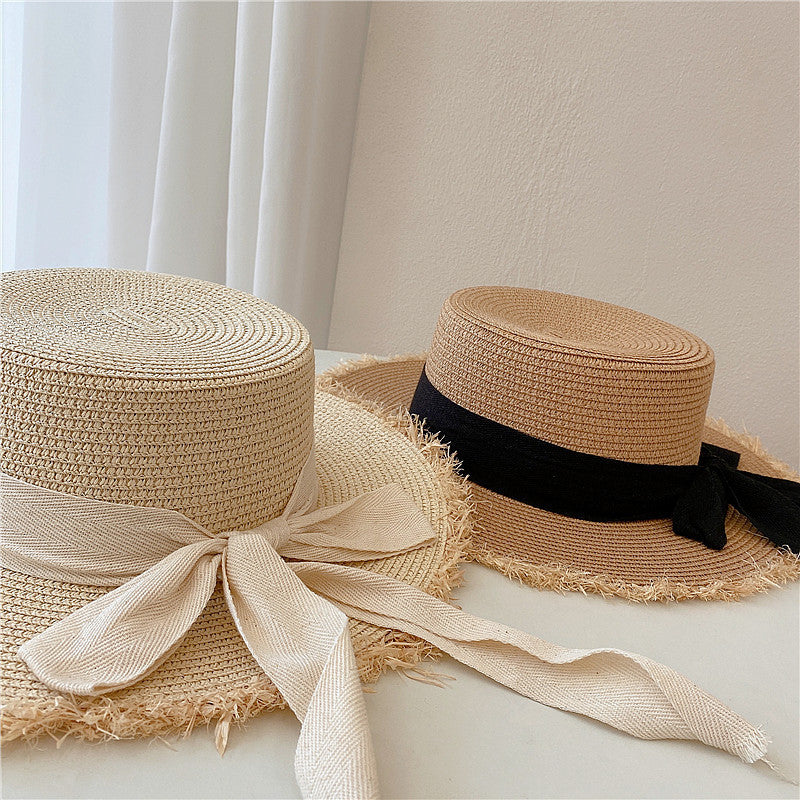 Japanese All-match Frayed Bow Straw Hat
