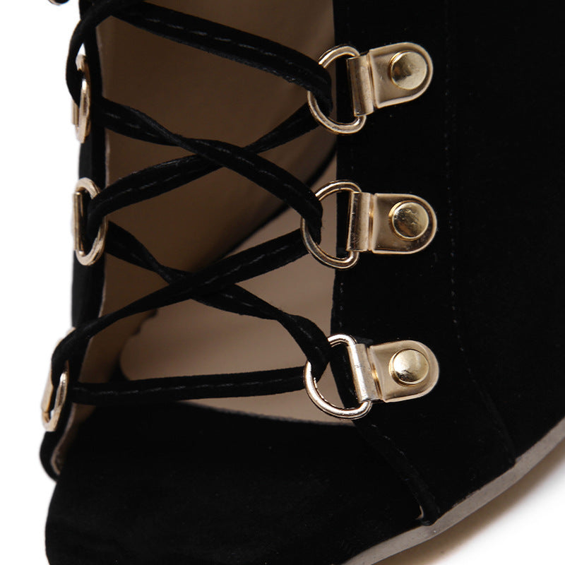 Italian Early Autumn Strap Rivet Sandal Boots