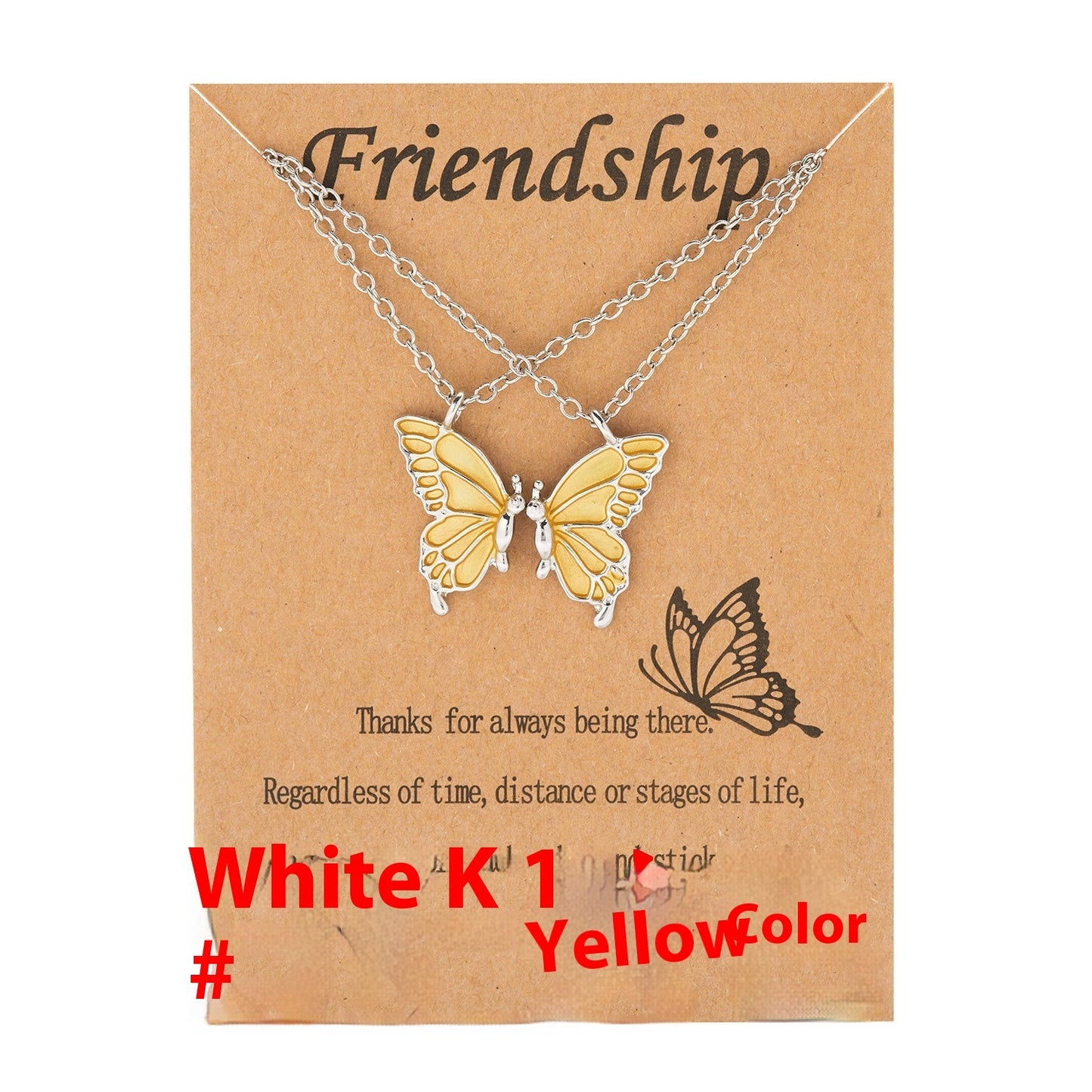 Friendship Paper Card Necklace Creative Butterfly Commemorative Necklace Fashion Jewelry