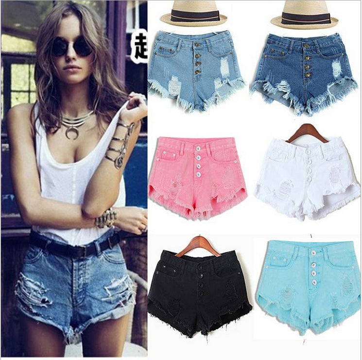 Women's high waist denim shorts