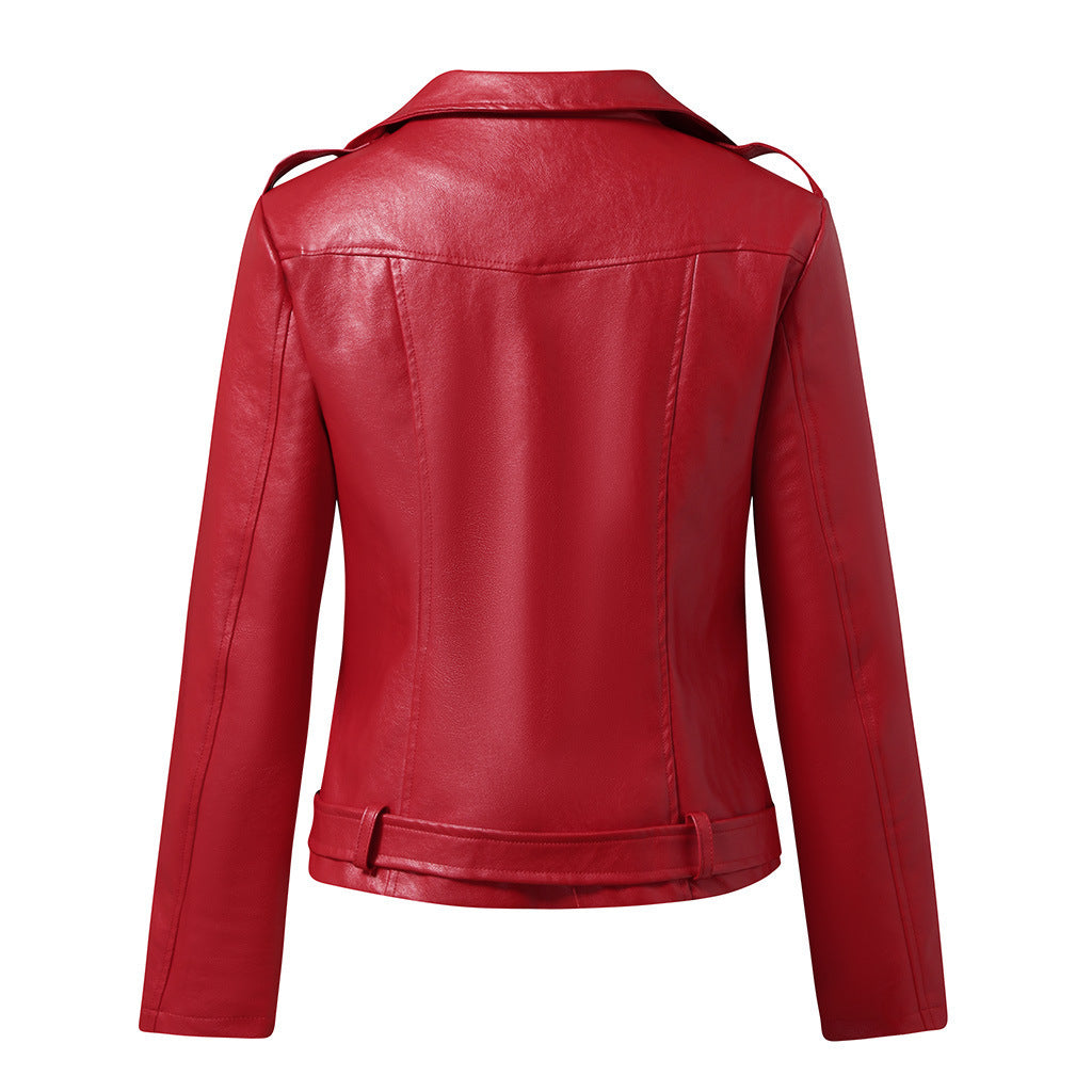 Plus Size Women's Short Coat PU Motorcycle Clothing Slim Winter Leather Jacket