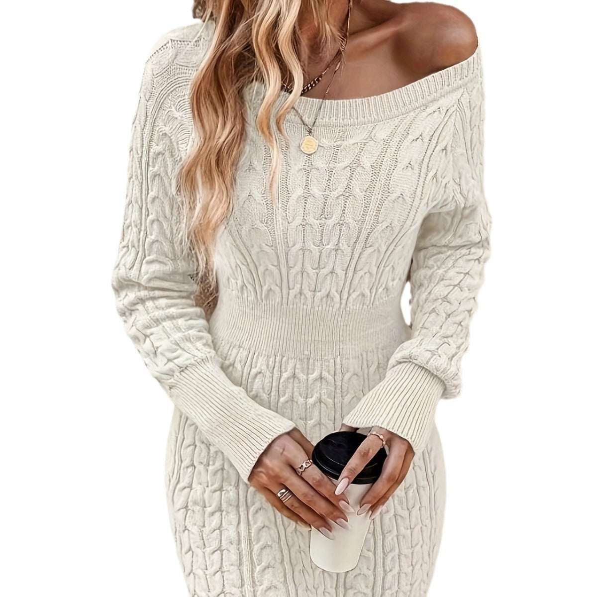 New Sexy All-match Round Neck Twist Knit Sweater