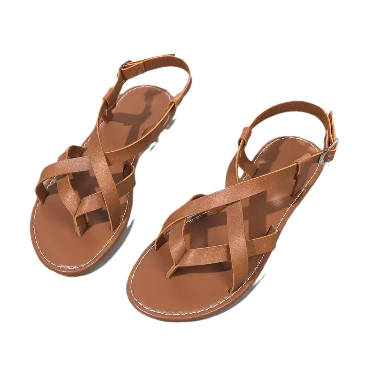 Female Round Toe Open Toe Straight Buckle Sandals