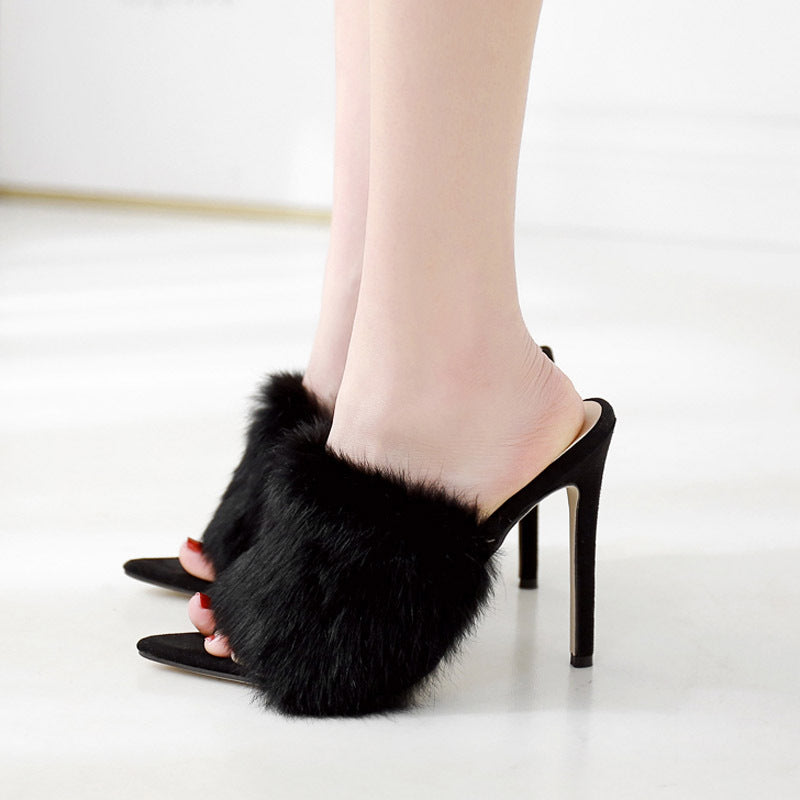 Female fur high heels