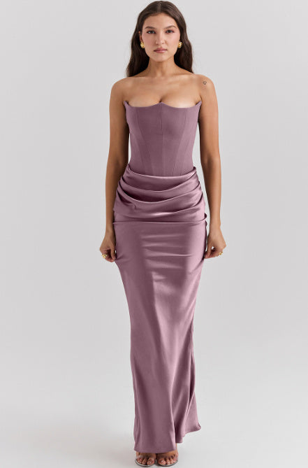Slim Tube Top Long Dress Sexy Fashion Bandeau Backless Party Evening Dresses For Women Clothing