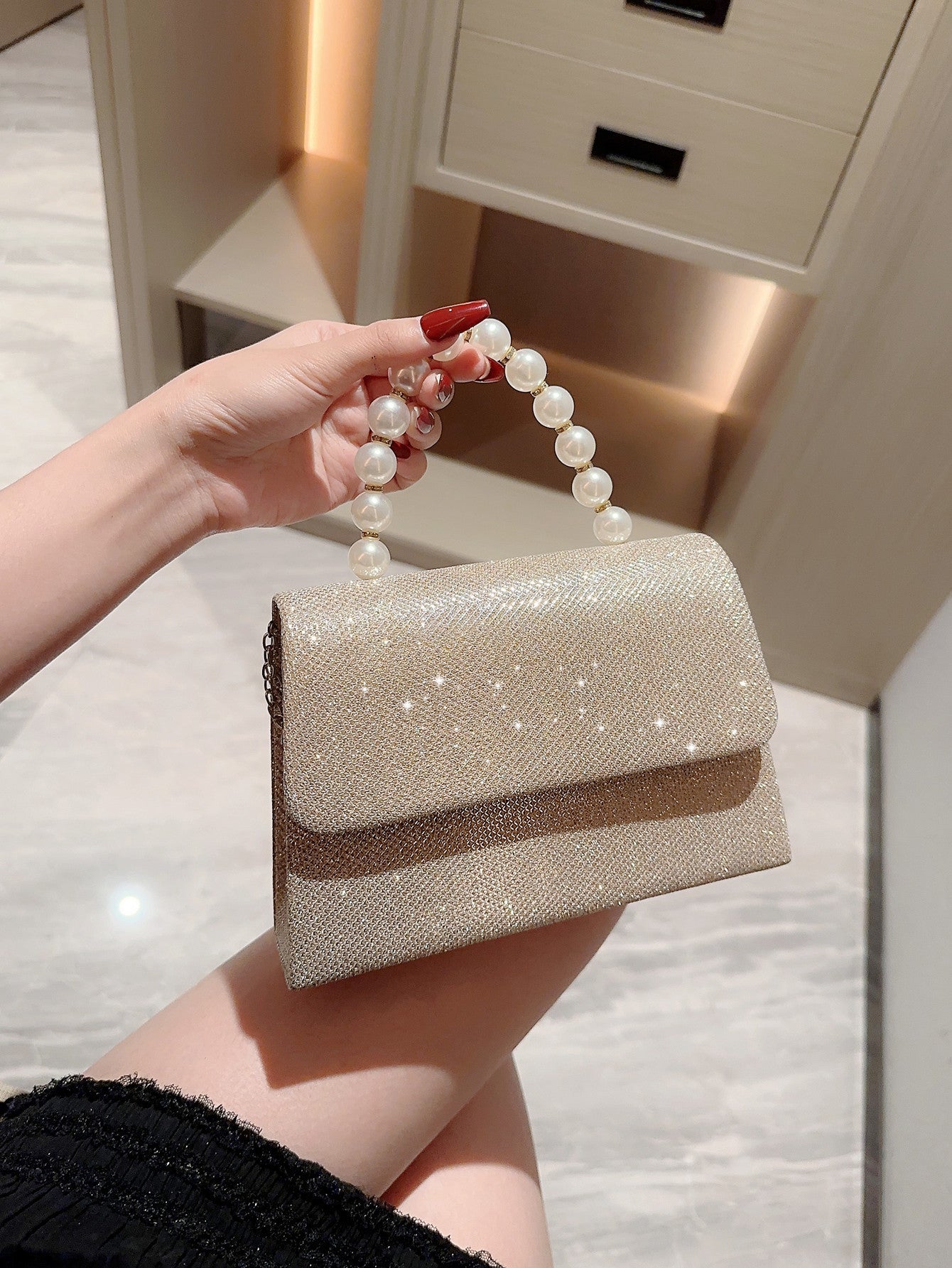 Women's Rhinestone Banquet With Evening Dress Small Bag