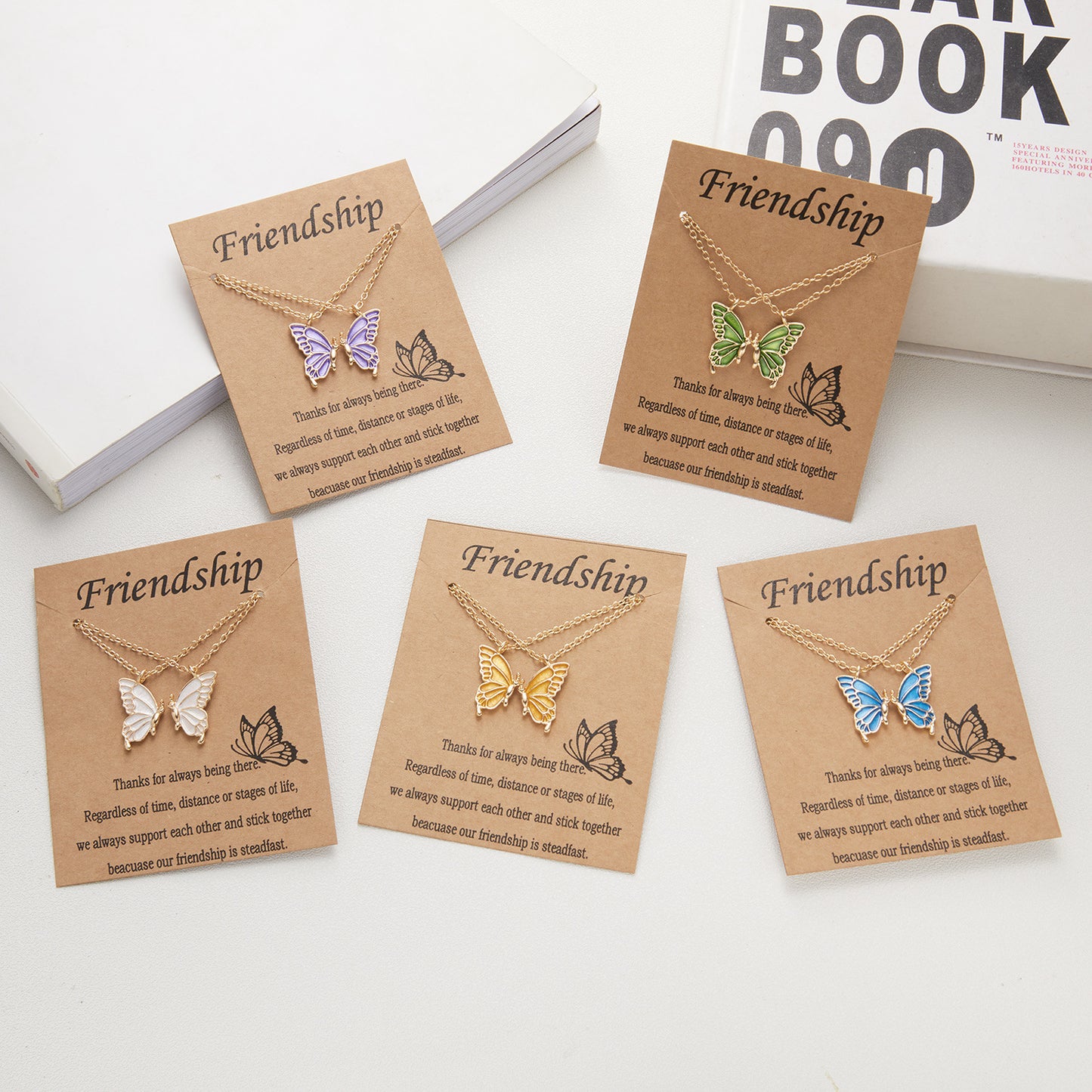 Friendship Paper Card Necklace Creative Butterfly Commemorative Necklace Fashion Jewelry