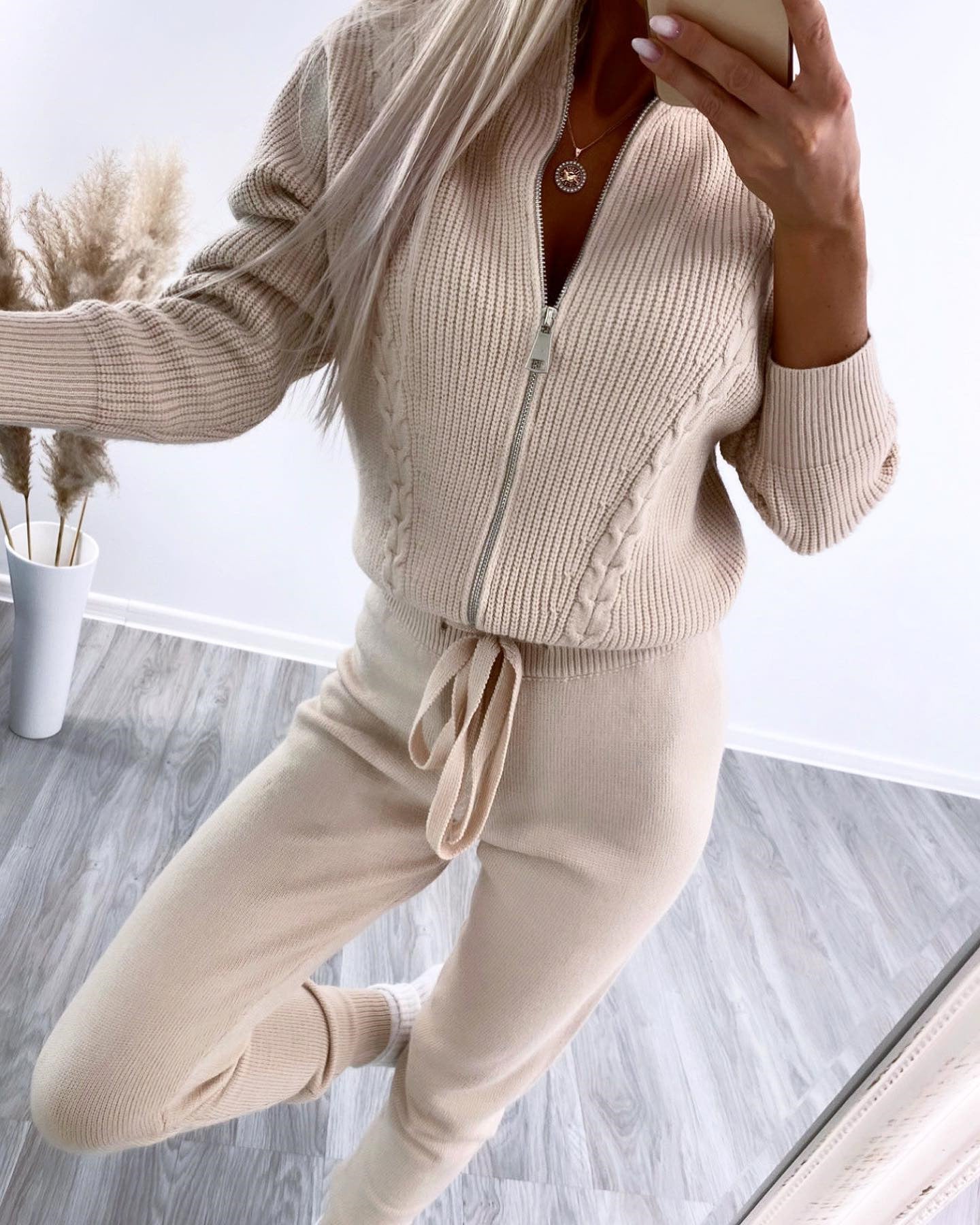 New Solid Color Zipper Wool Top Suit