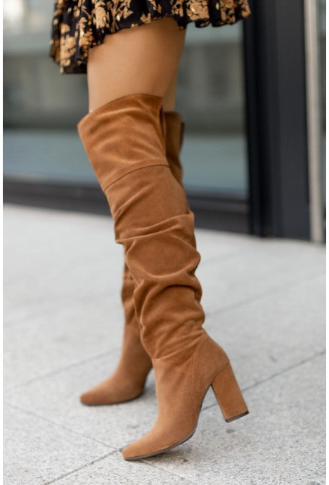 Fall Winter Fashion High Heel Pointed Toe Suede Women's Over-the-knee Boots