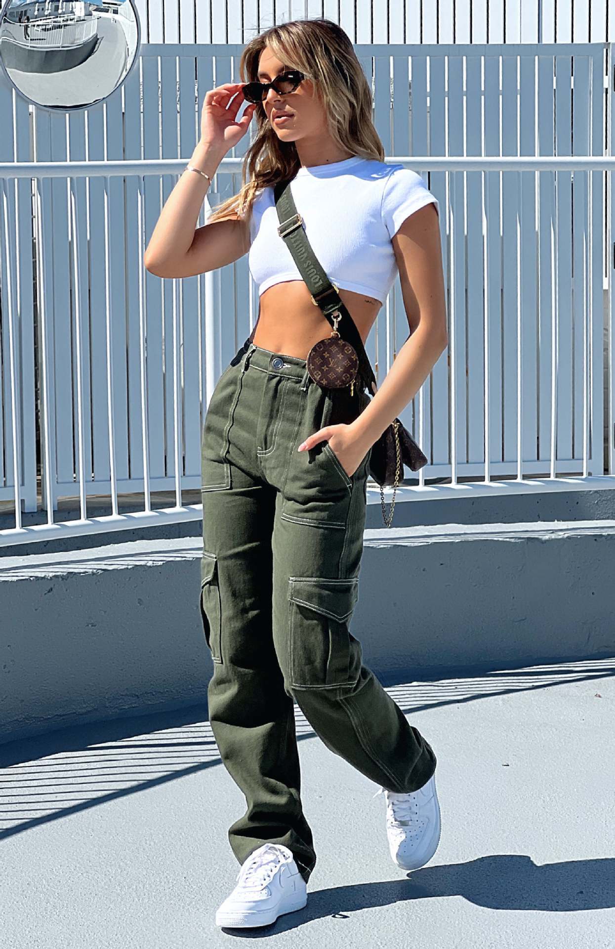 Women's Fashion Stitching Straight Multi-pocket Cargo Pants